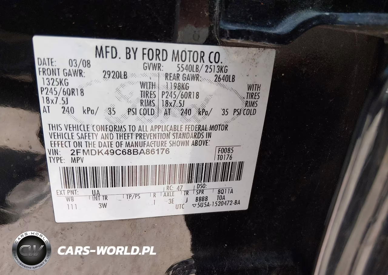 2008 Ford Edge Limited VIN:2FMDK49C68BA86176 - 9
