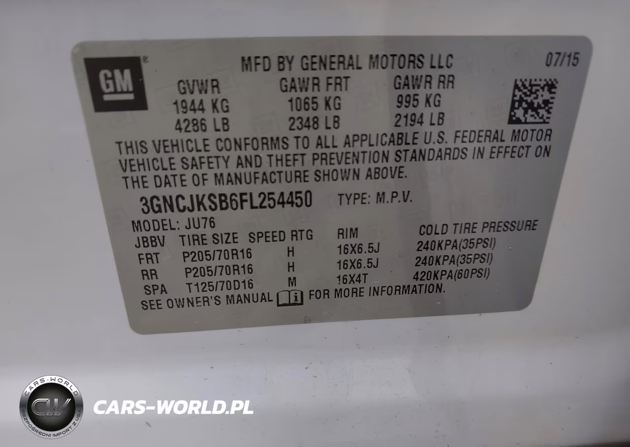 2015 Chevrolet Trax Ls VIN:3GNCJKSB6FL254450 - 9
