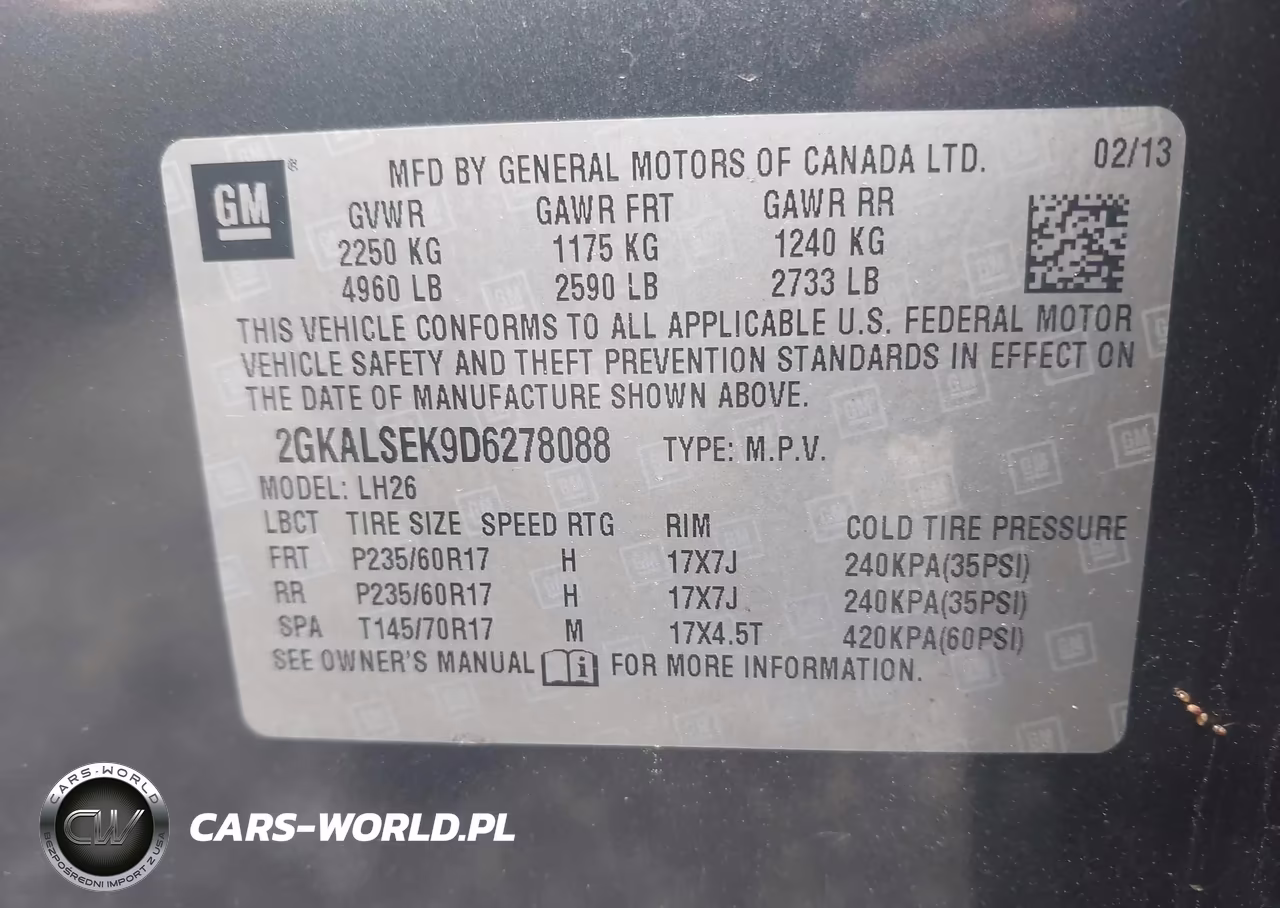 2013 GMC Terrain Sle-2 VIN:2GKALSEK9D6278088 - 9