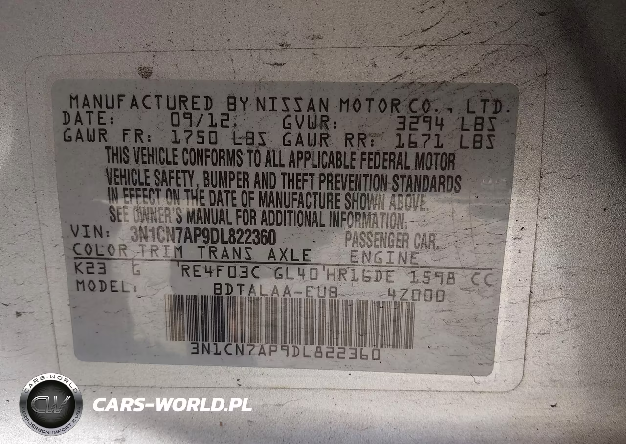 2013 Nissan Versa 1.6 S VIN:3N1CN7AP9DL822360 - 9