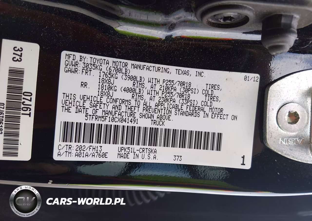 2012 Toyota Tundra Grade 4.6L V8 VIN:5TFRM5F10CX041491 - 9