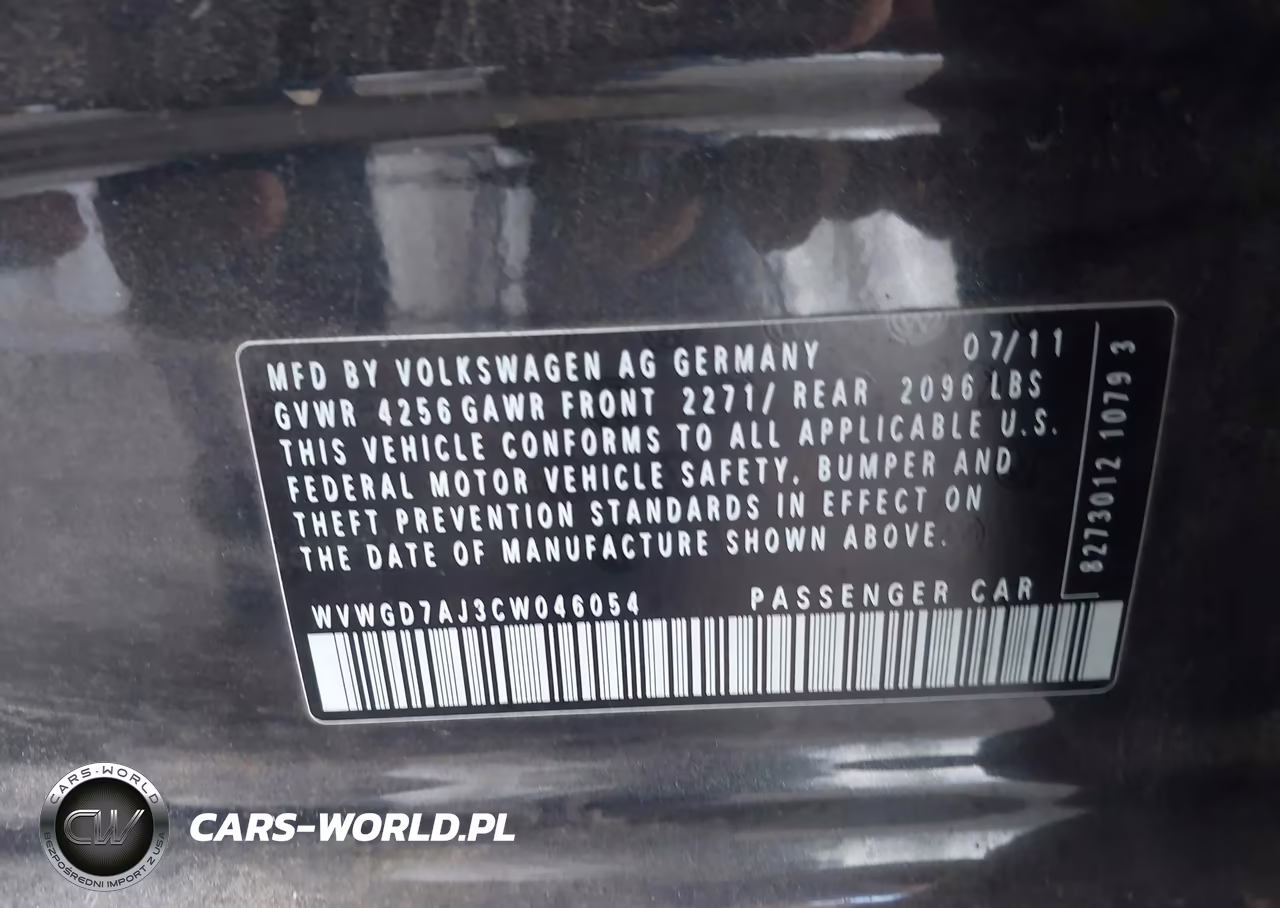 2012 Volkswagen Gti 4-Door VIN:WVWGD7AJ3CW046054 - 9