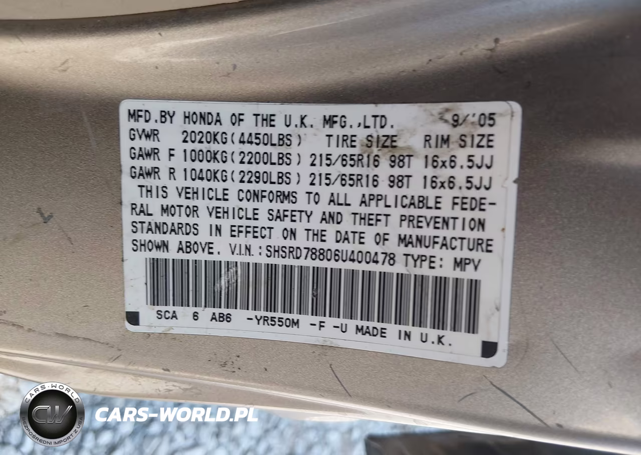 2006 Honda Cr-V Ex VIN:SHSRD78806U400478 - 9