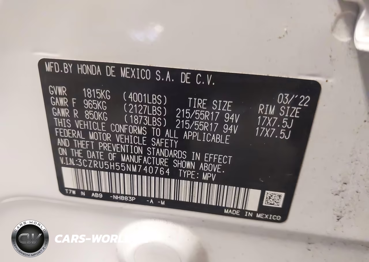 2022 Honda Hr-V 2Wd Ex VIN:3CZRU5H55NM740764 - 9