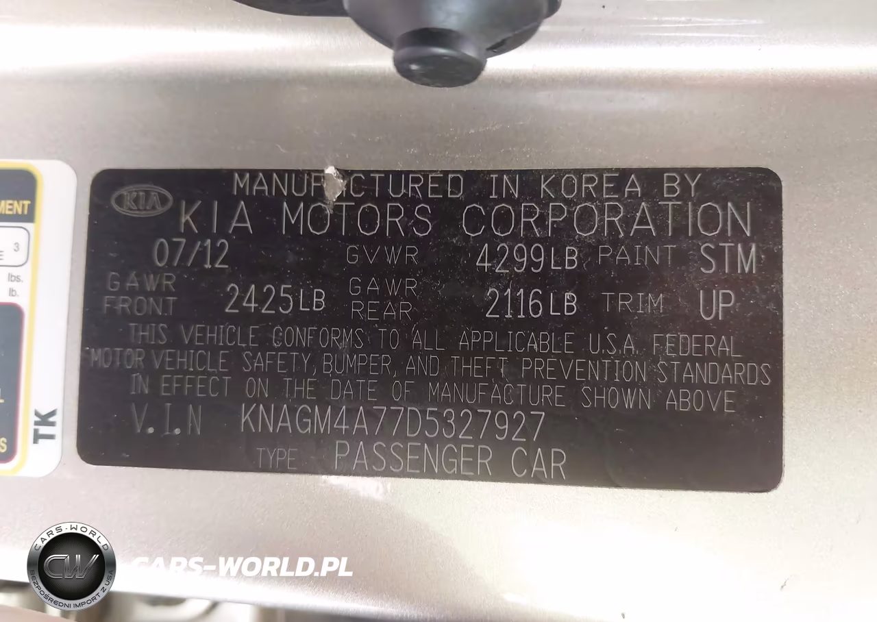 2013 Kia Optima Lx VIN:KNAGM4A77D5327927 - 9