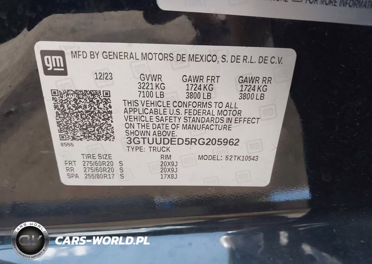 2024 GMC Sierra 1500 4Wd Short Box Slt VIN:3GTUUDED5RG205962 - 9