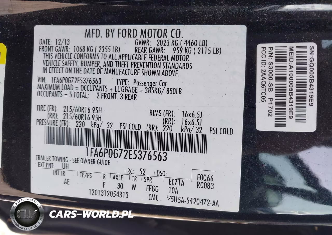 2014 Ford Fusion S VIN:1FA6P0G72E5376563 - 9