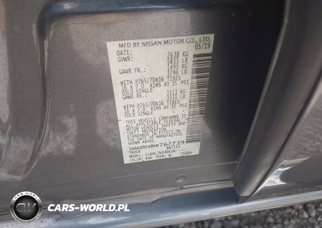 2019 Nissan Frontier Sv VIN:1N6AD0EV8KN767739 - 9