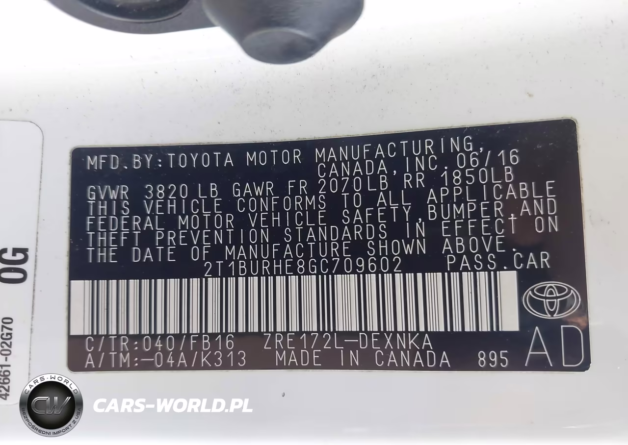2016 Toyota Corolla Le Plus VIN:2T1BURHE8GC709602 - 9
