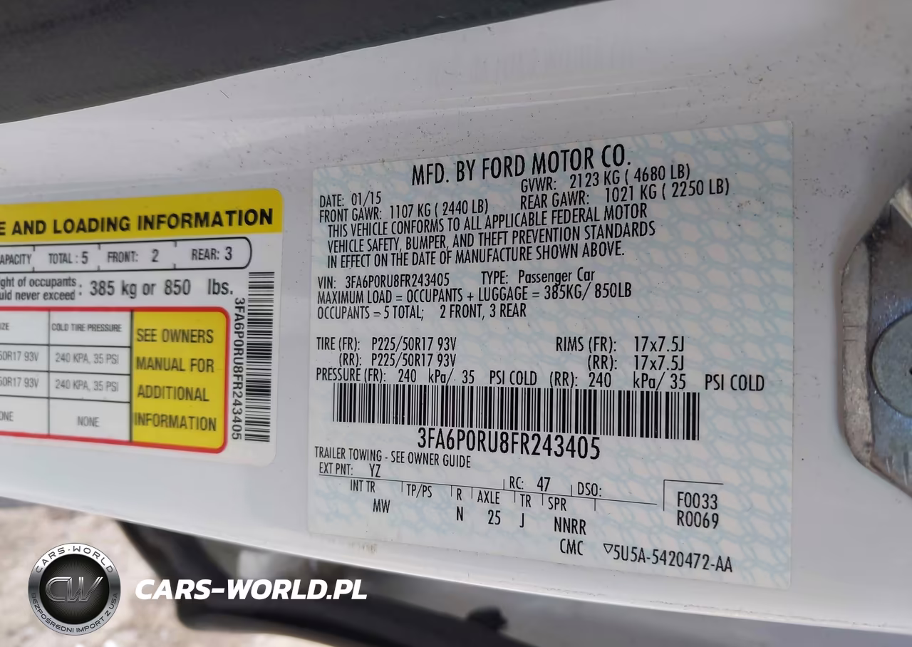 2015 Ford Fusion Hybrid Titanium VIN:3FA6P0RU8FR243405 - 9