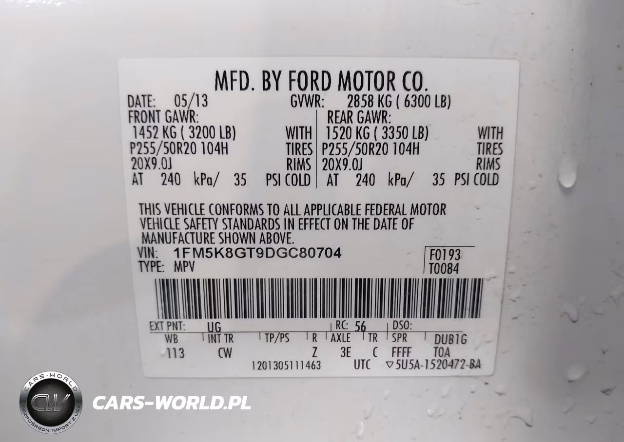 2013 Ford Explorer Sport VIN:1FM5K8GT9DGC80704 - 9