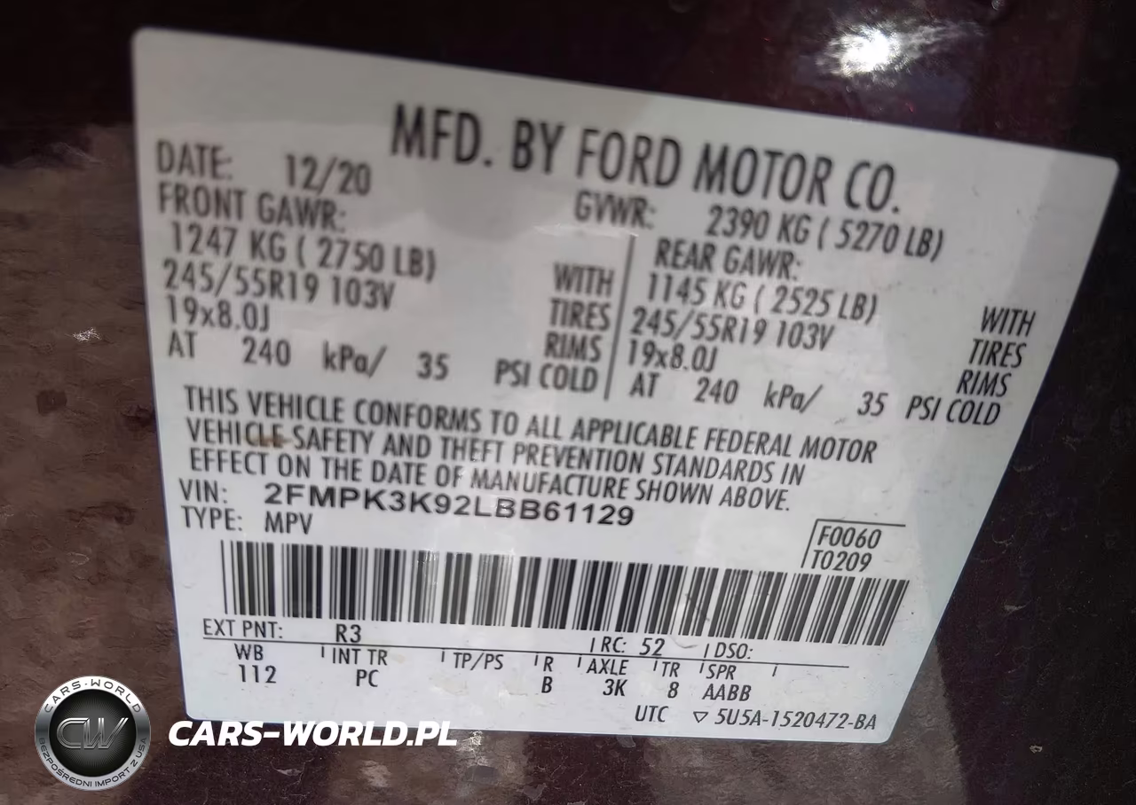 2020 Ford Edge Titanium VIN:2FMPK3K92LBB61129 - 9