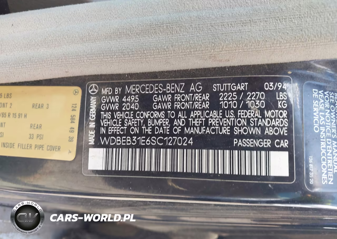 1995 Mercedes-Benz E 300D-300D Special VIN:WDBEB31E6SC127024 - 9