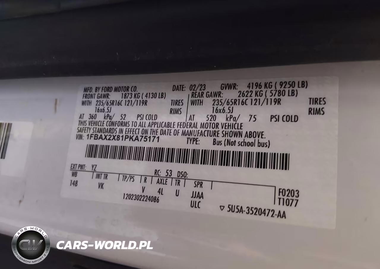 2023 Ford Transit-350 Passenger Van Xl VIN:1FBAX2X81PKA75171 - 9