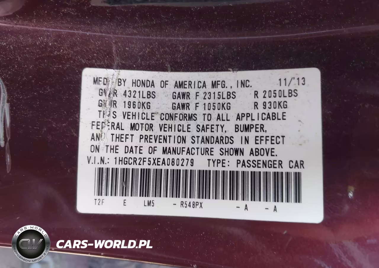 2014 Honda Accord Sport VIN:1HGCR2F5XEA080279 - 9