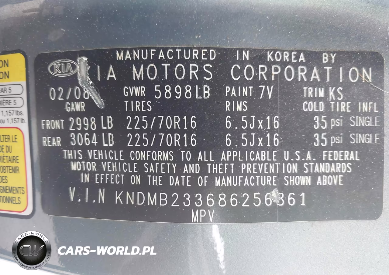 2008 Kia Sedona Lx VIN:KNDMB233686256861 - 9