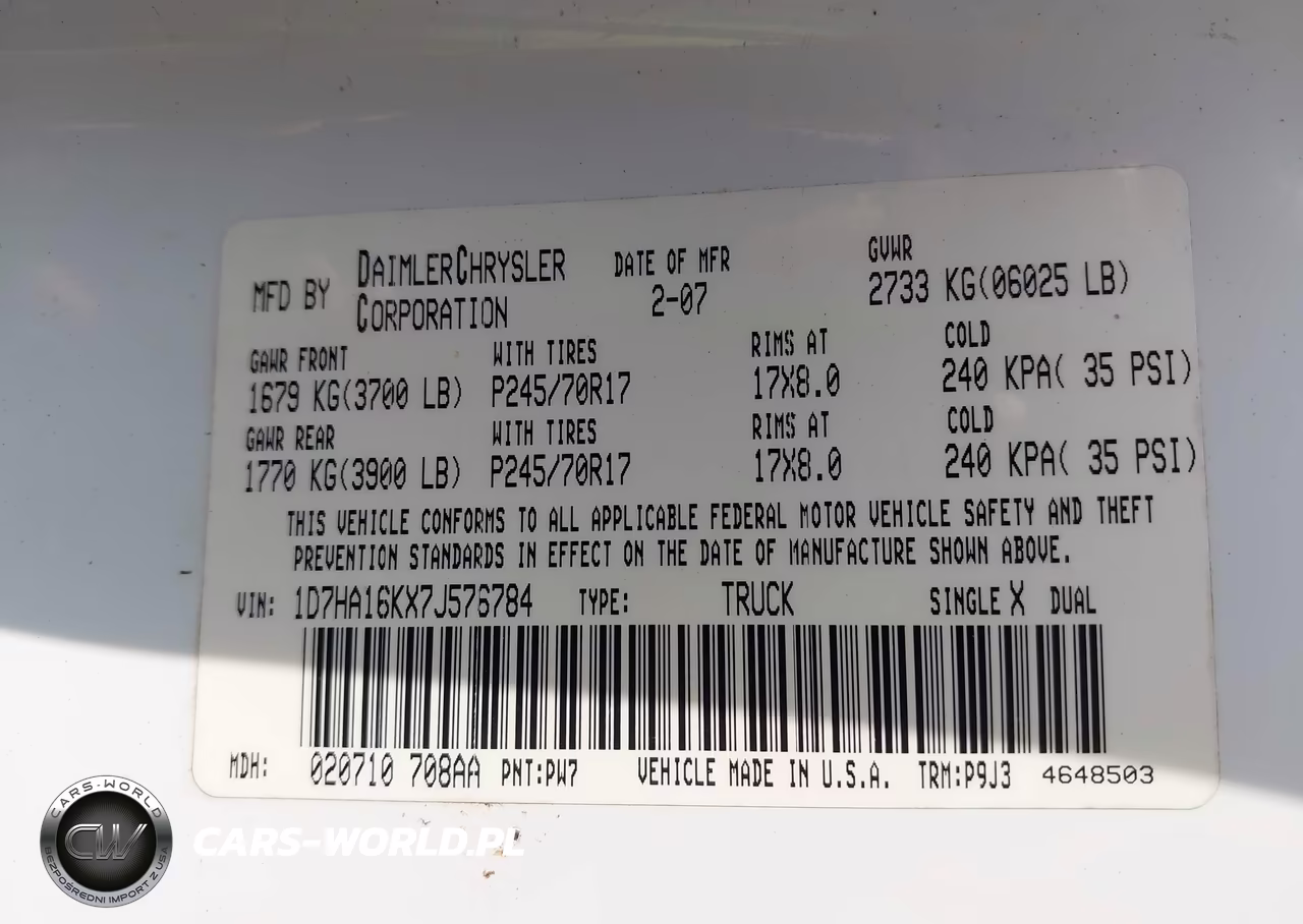 2007 Dodge Ram 1500 St VIN:1D7HA16KX7J576784 - 9