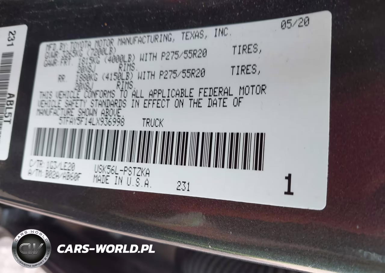 2020 Toyota Tundra Platinum VIN:5TFAY5F14LX936998 - 9
