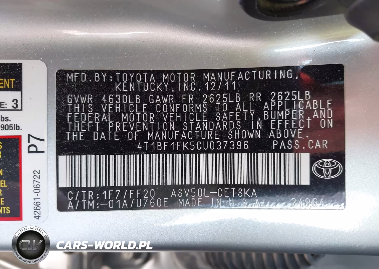 2012 Toyota Camry Se VIN:4T1BF1FK5CU037396 - 9