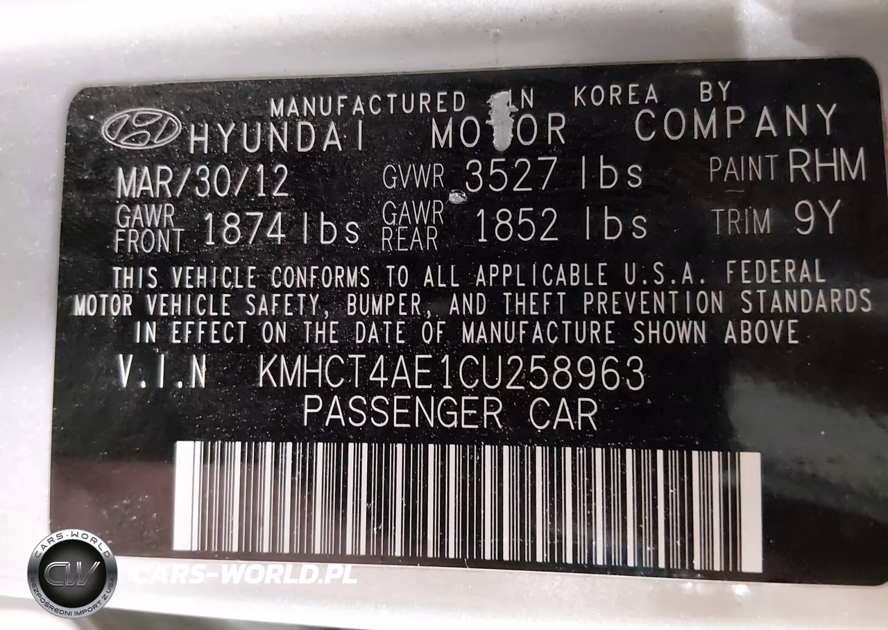 2012 Hyundai Accent Gls VIN:KMHCT4AE1CU258963 - 9