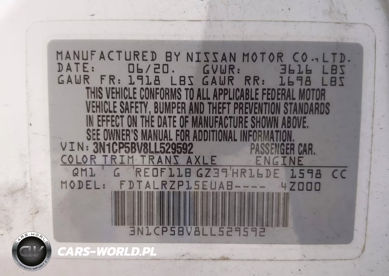 2020 Nissan Kicks S Xtronic Cvt VIN:3N1CP5BV8LL529592 - 9