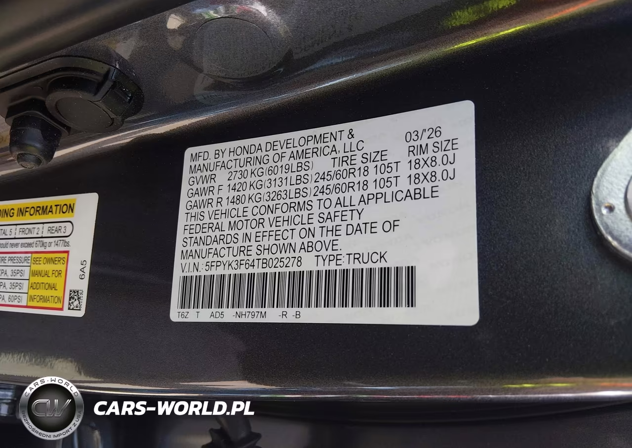 2026 Honda Ridgeline Trailsport VIN:5FPYK3F64TB025278 - 9