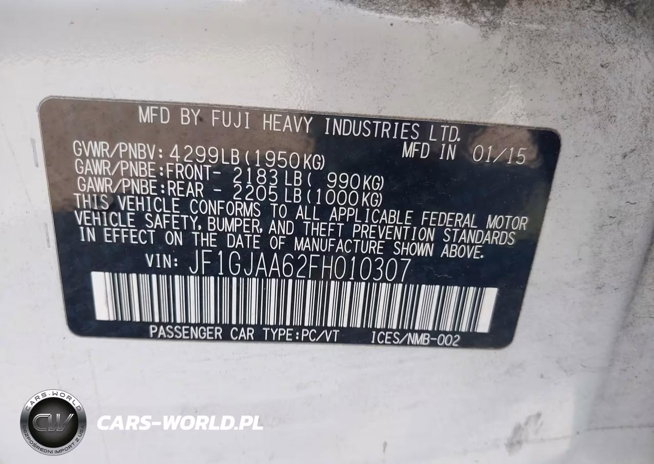 2015 Subaru Impreza 2.0I VIN:JF1GJAA62FH010307 - 9