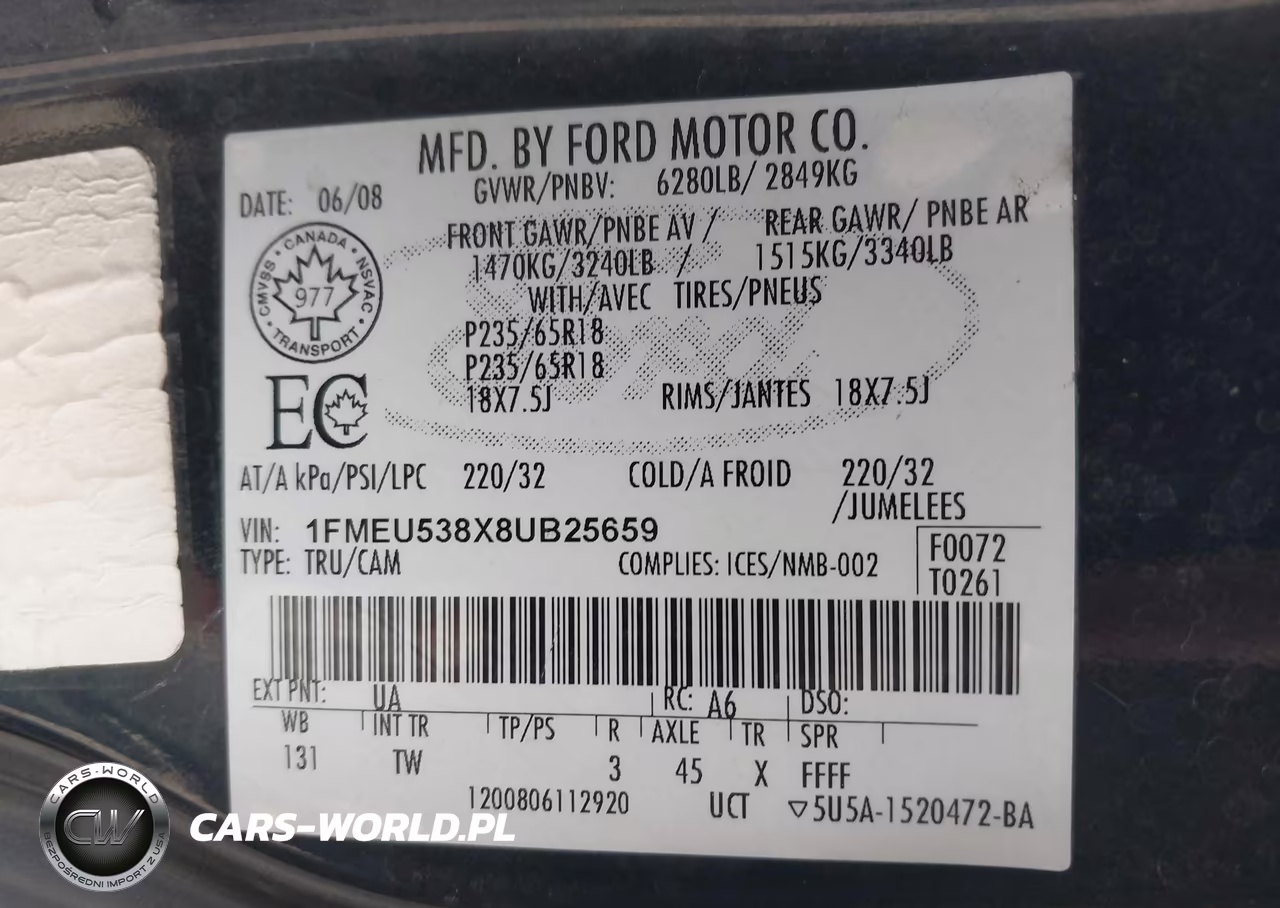 2008 Ford Explorer Sport Trac Limited VIN:1FMEU538X8UB25659 - 9