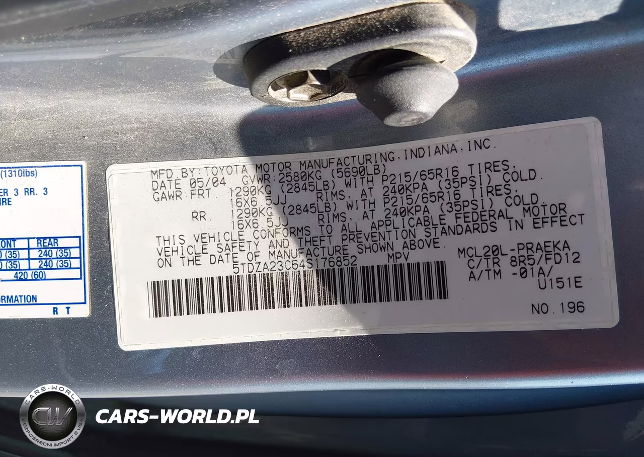 2004 Toyota Sienna Le VIN:5TDZA23C64S176852 - 9