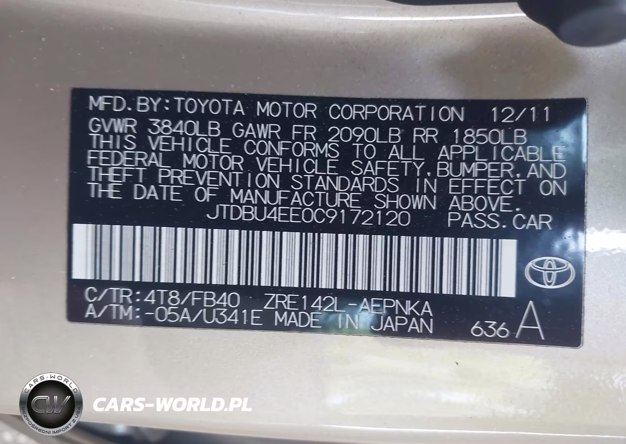 2012 Toyota Corolla Le VIN:JTDBU4EE0C9172120 - 9