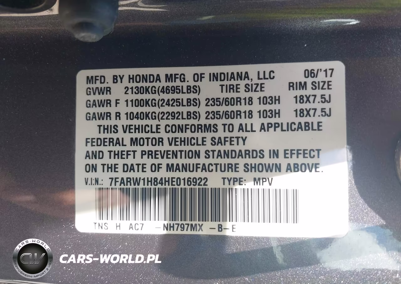 2017 Honda Cr-V Ex-L-Ex-L Navi VIN:7FARW1H84HE016922 - 9