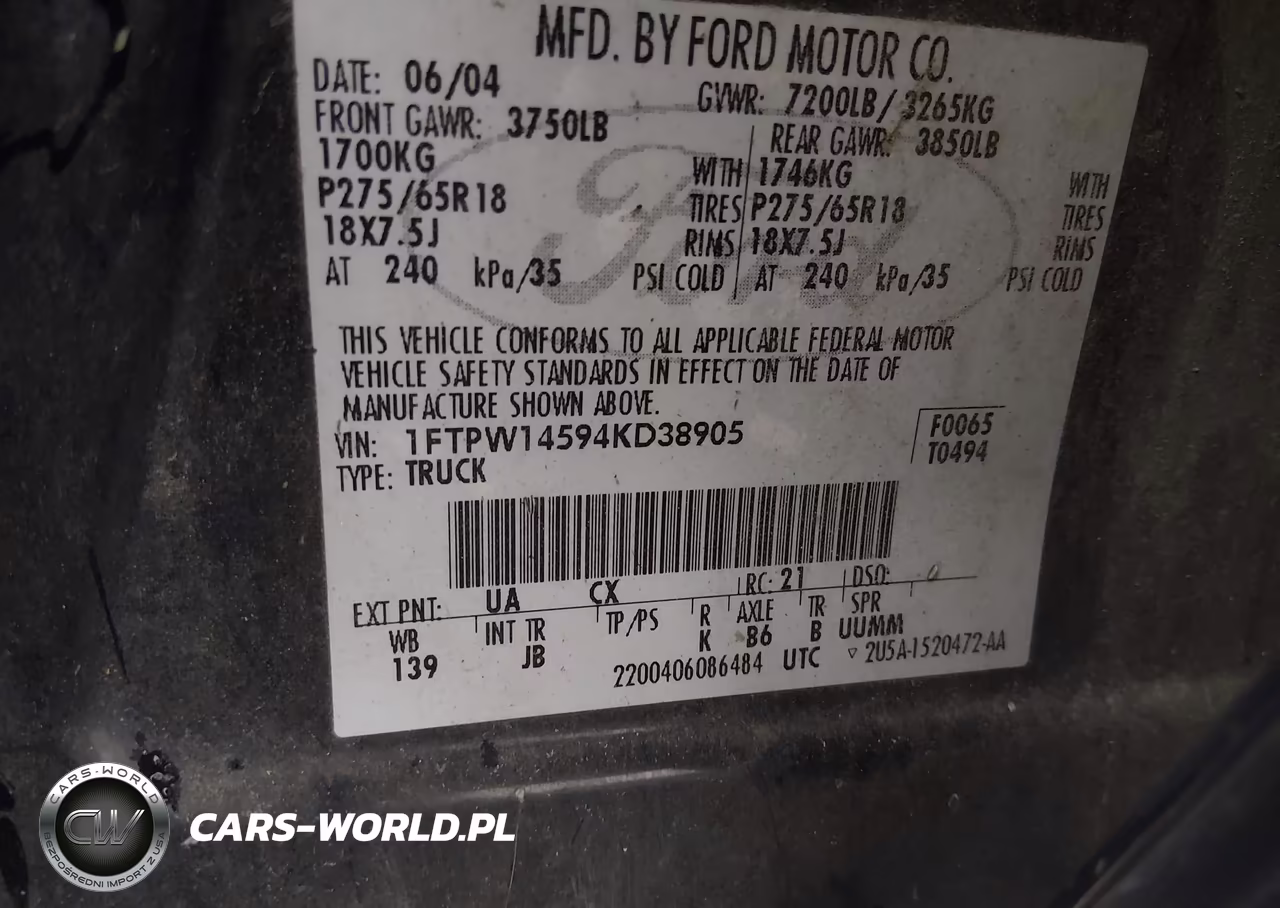 2004 Ford F-150 Fx4-Lariat-Xlt VIN:1FTPW14594KD38905 - 9