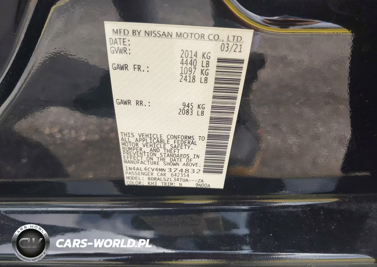 2021 Nissan Altima Sr Vc-Turbo Fwd VIN:1N4AL4CV4MN374832 - 9