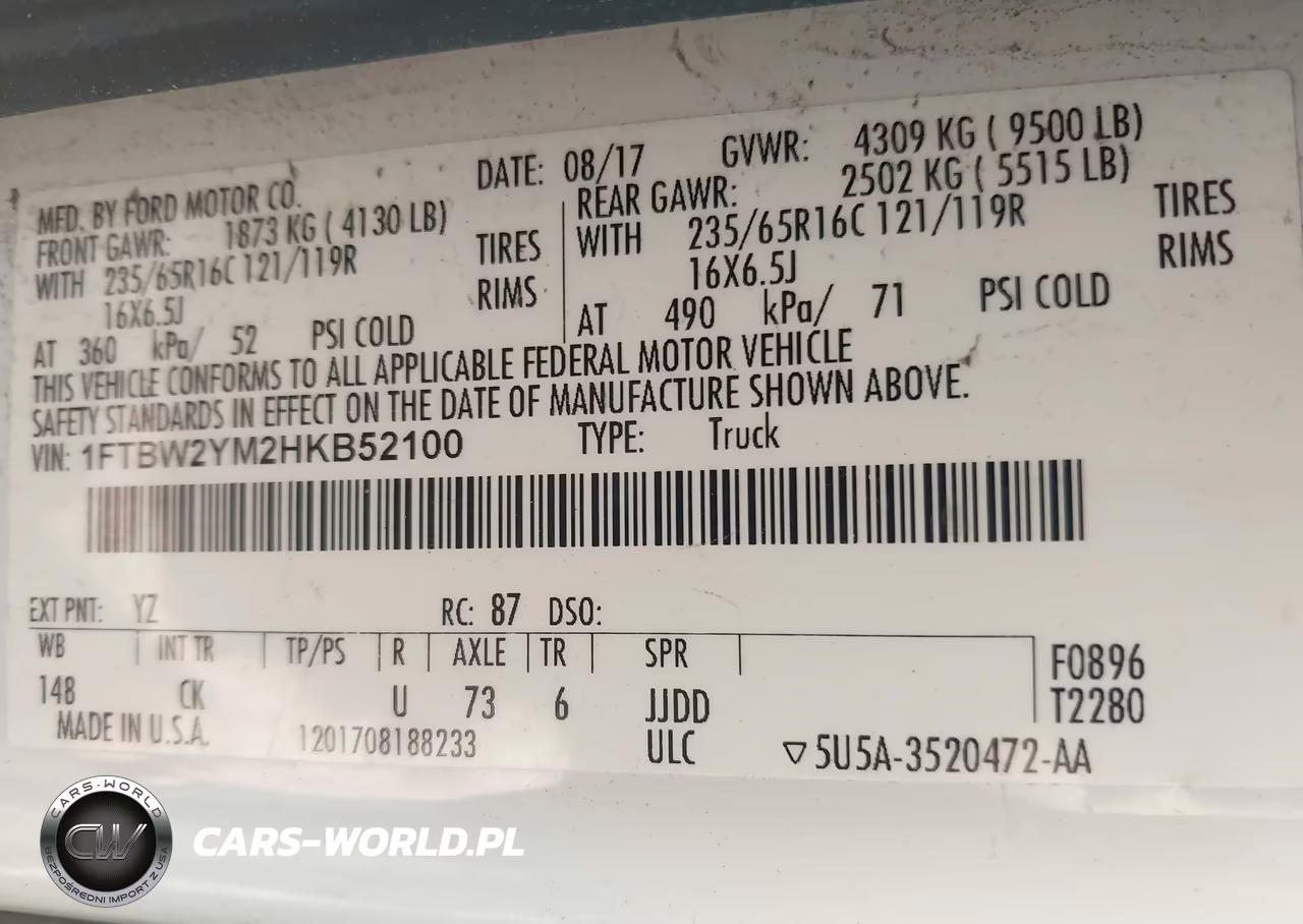 2017 Ford Transit-350 VIN:1FTBW2YM2HKB52100 - 9