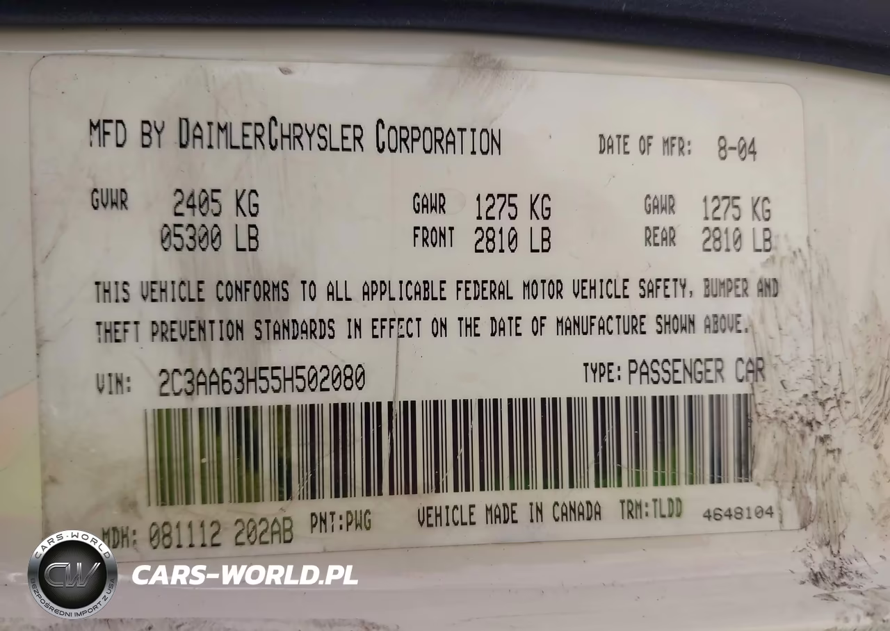 2005 Chrysler 300C VIN:2C3AA63H55H502080 - 9