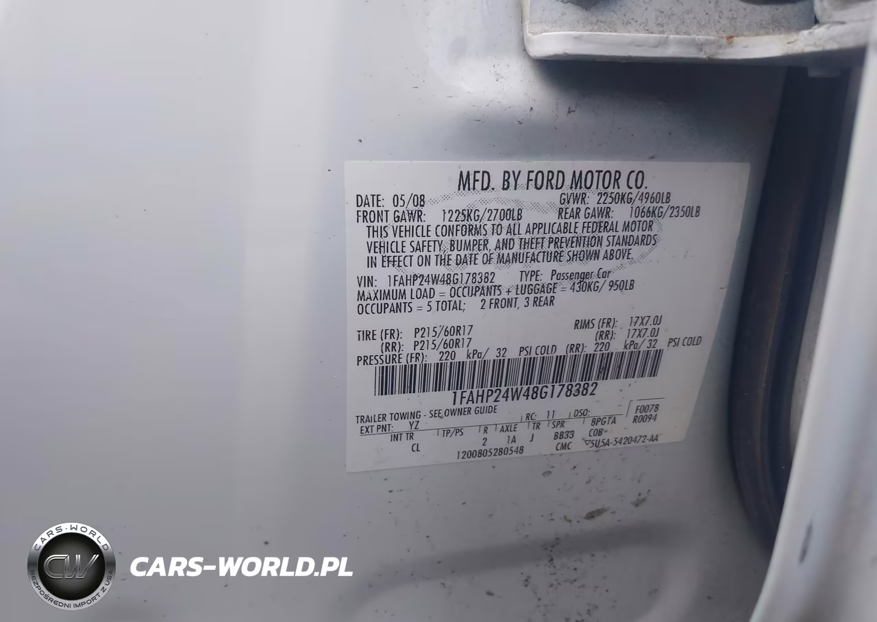 2008 Ford Taurus Sel VIN:1FAHP24W48G178382 - 9
