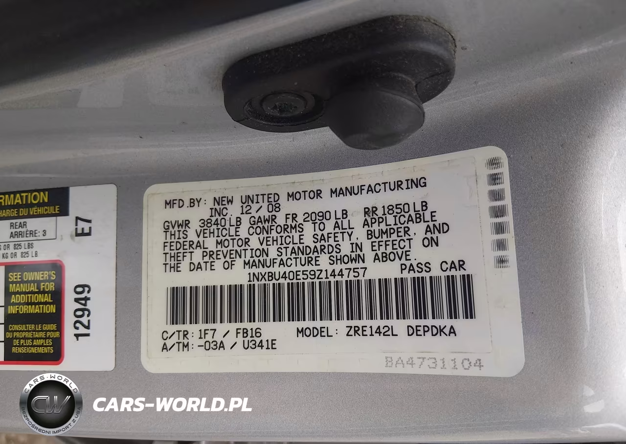 2009 Toyota Corolla Le VIN:1NXBU40E59Z144757 - 9