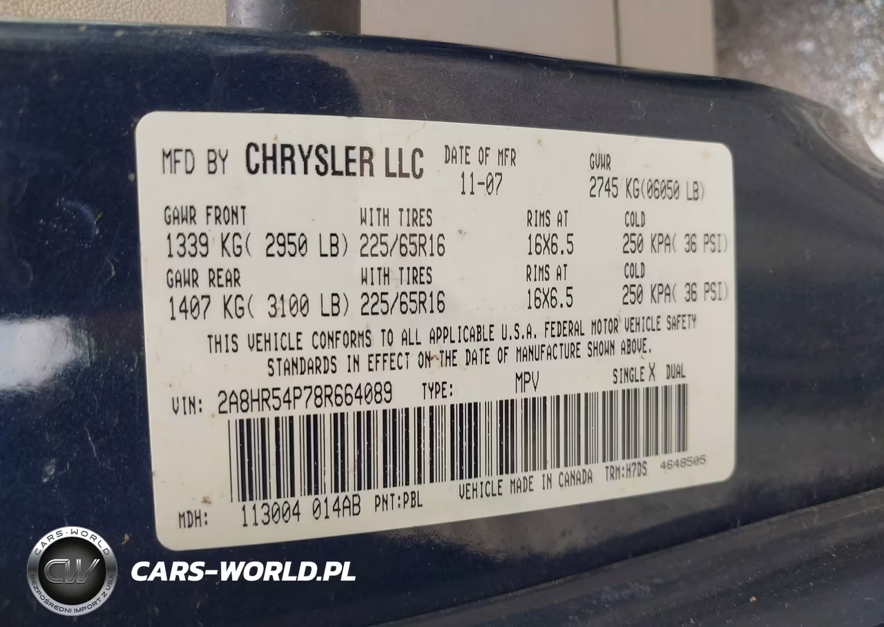 2008 Chrysler Town & Country Touring VIN:2A8HR54P78R664089 - 9