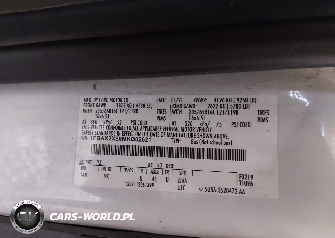 2021 Ford Transit-350 Passenger Van Xl VIN:1FBAX2X86MKB02621 - 9