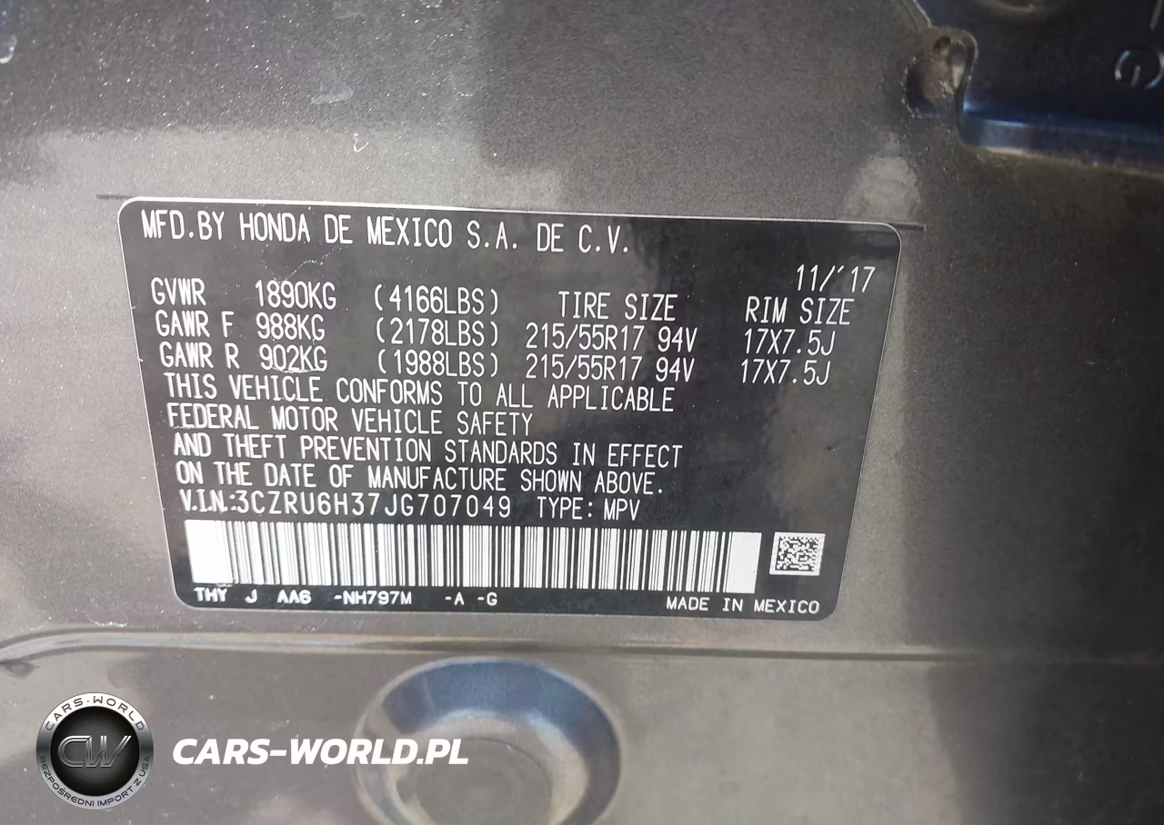 2018 Honda Hr-V Lx VIN:3CZRU6H37JG707049 - 9