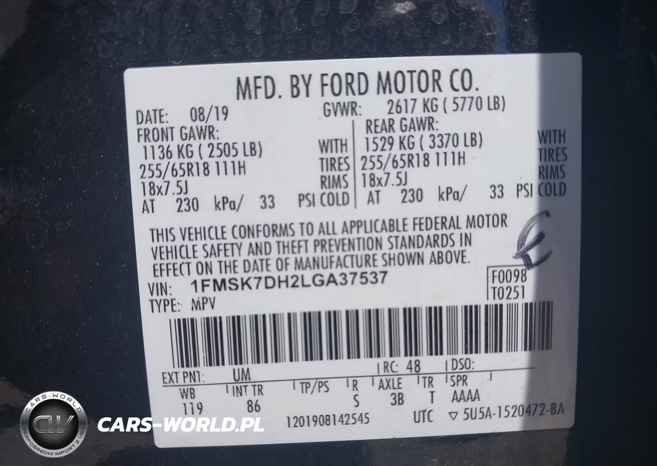 2020 Ford Explorer Xlt VIN:1FMSK7DH2LGA37537 - 9