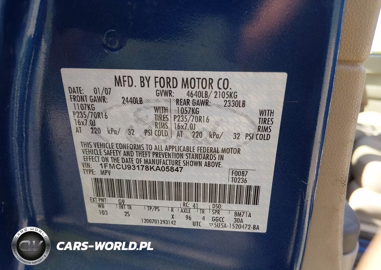 2008 Ford Escape Xlt VIN:1FMCU93178KA05847 - 9