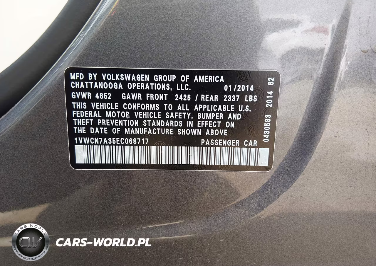 2014 Volkswagen Passat 2.0L Tdi Sel Premium VIN:1VWCN7A35EC068717 - 9
