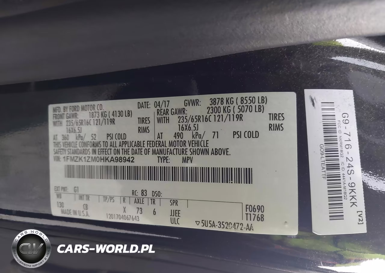 2017 Ford Transit-150 Xl VIN:1FMZK1ZM0HKA98942 - 9