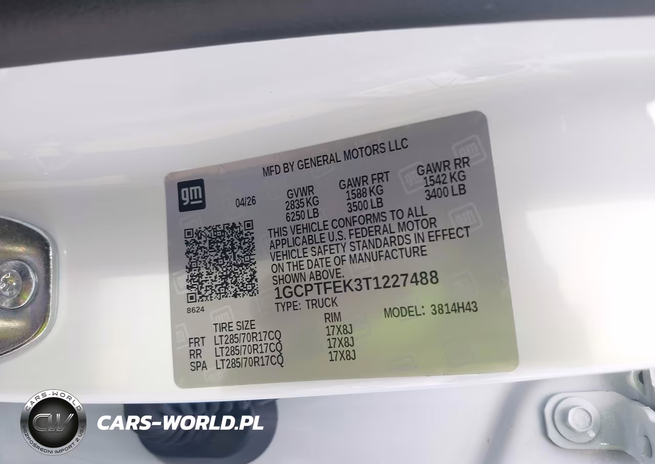 2026 Chevrolet Colorado Zr2, 4Wd VIN:1GCPTFEK3T1227488 - 9