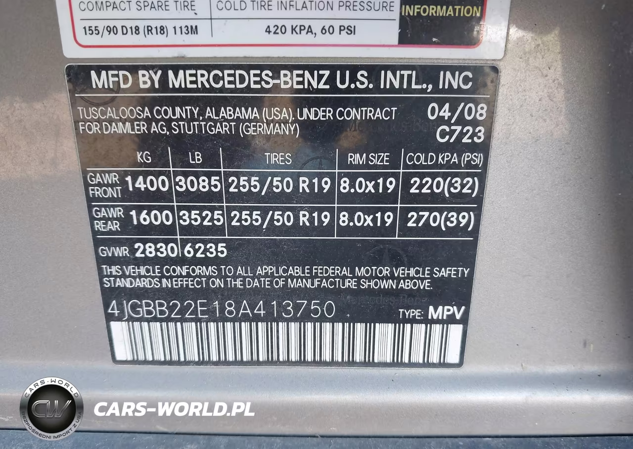 2008 Mercedes-Benz Ml 320 Cdi 4Matic VIN:4JGBB22E18A413750 - 9