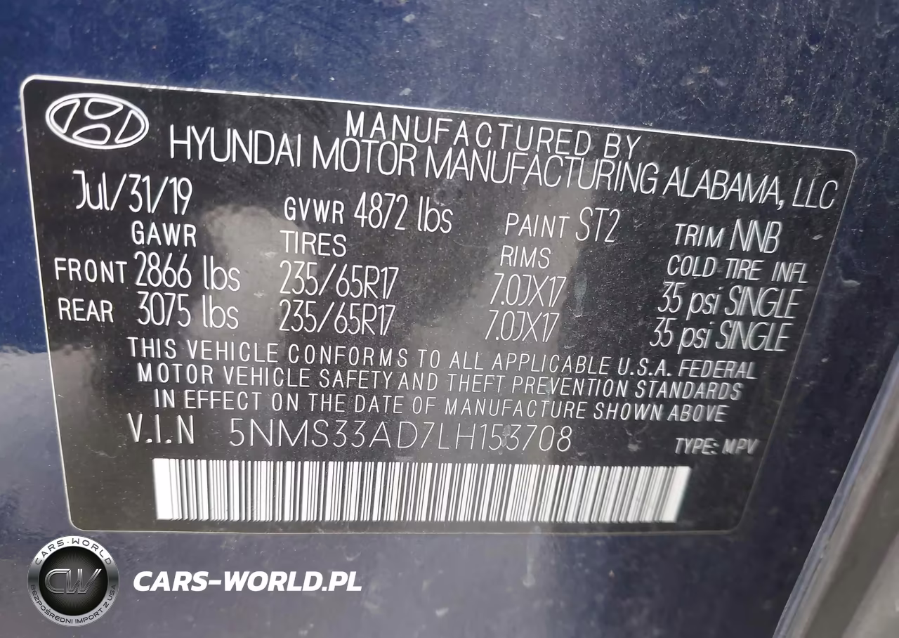 2020 Hyundai Santa Fe Sel VIN:5NMS33AD7LH153708 - 9