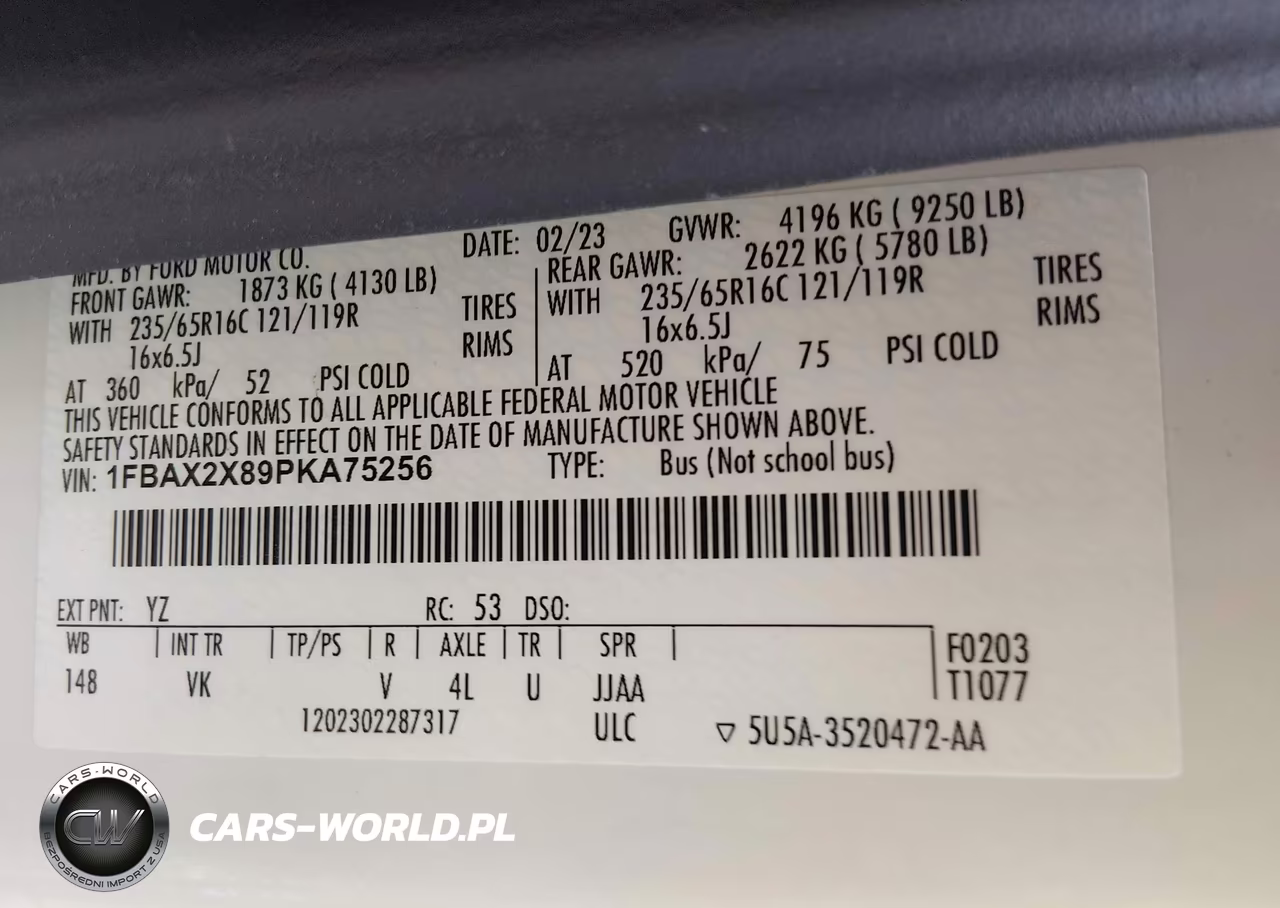 2023 Ford Transit-350 Passenger Van Xl VIN:1FBAX2X89PKA75256 - 9