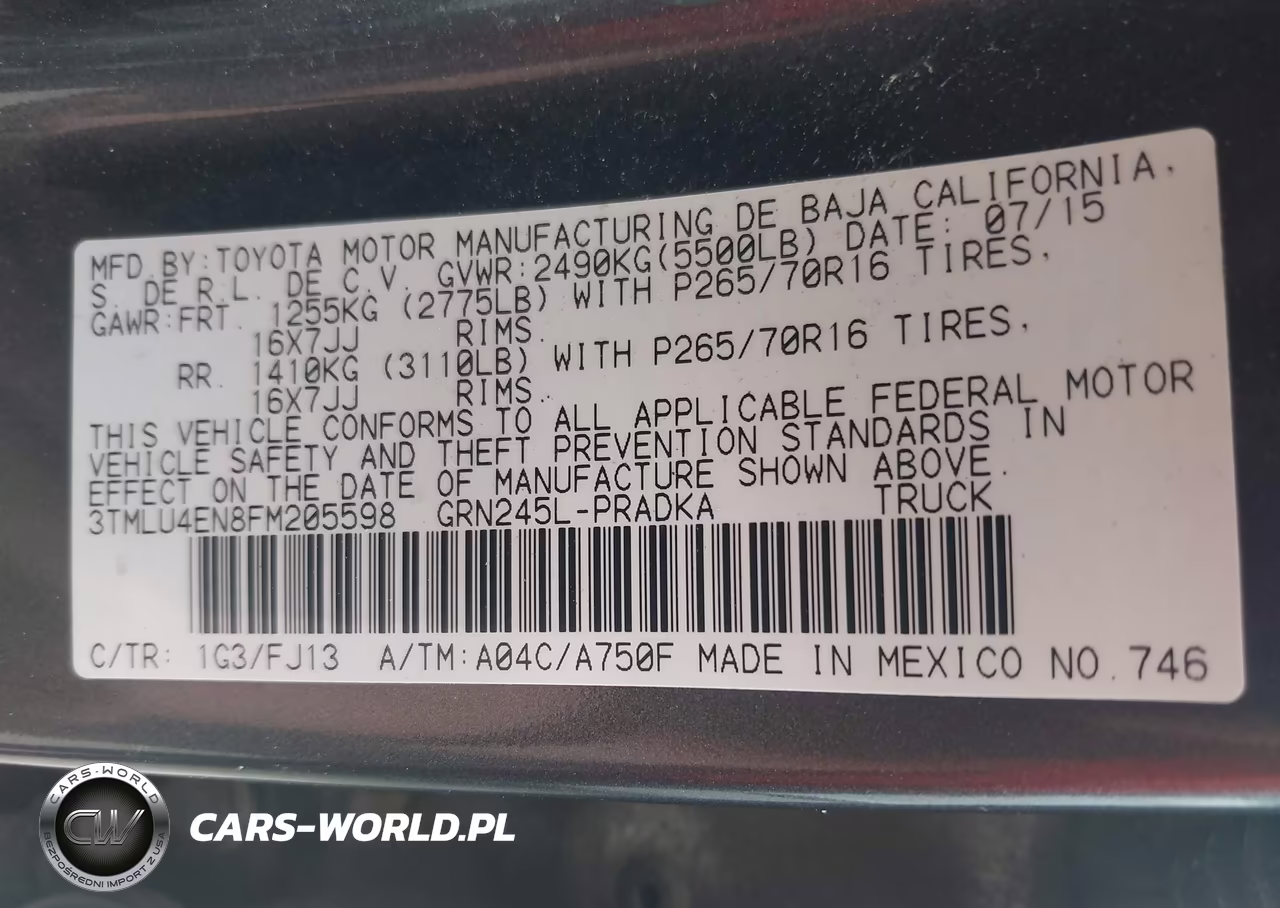 2015 Toyota Tacoma Base V6 VIN:3TMLU4EN8FM205598 - 9