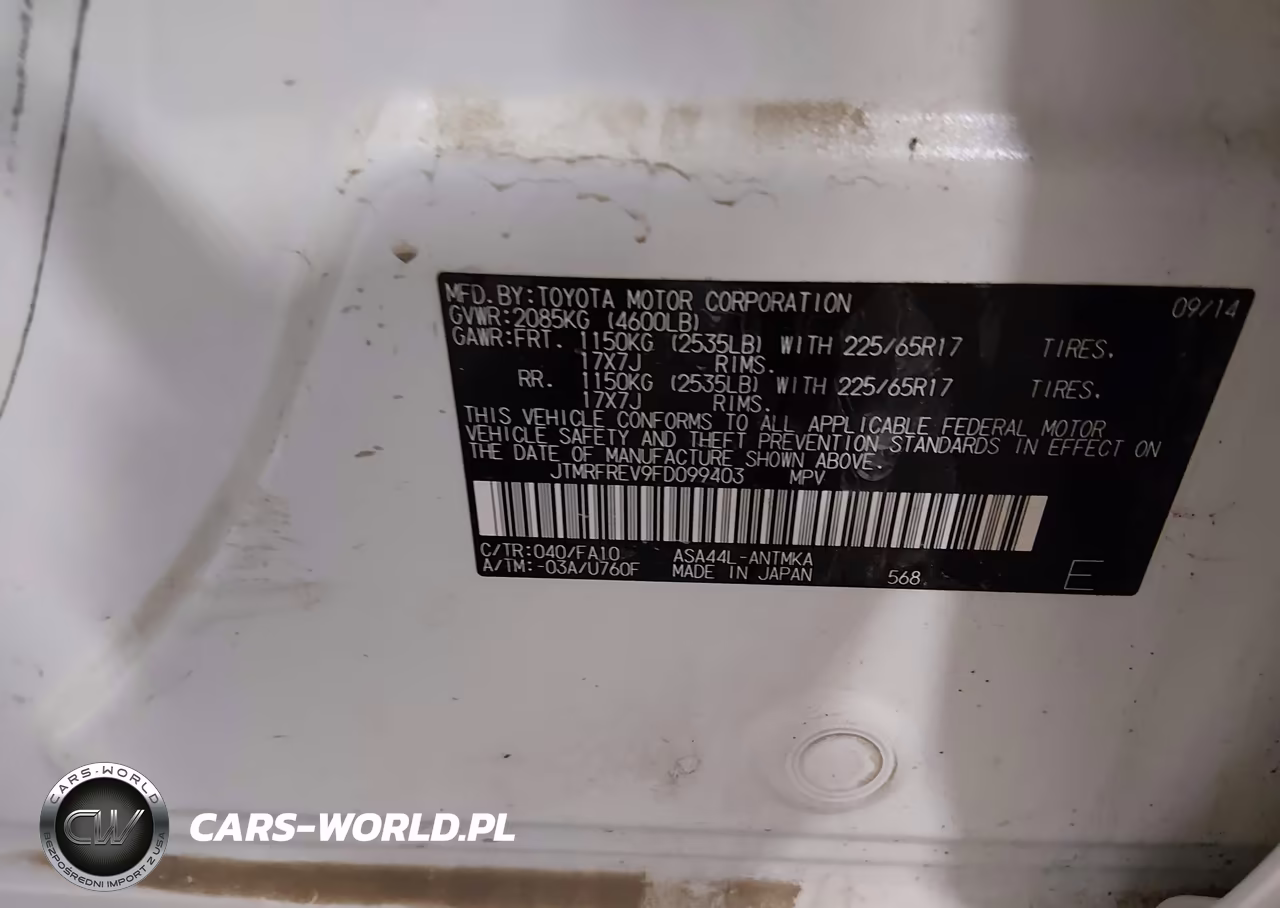 2015 Toyota Rav4 Xle VIN:JTMRFREV9FD099403 - 9